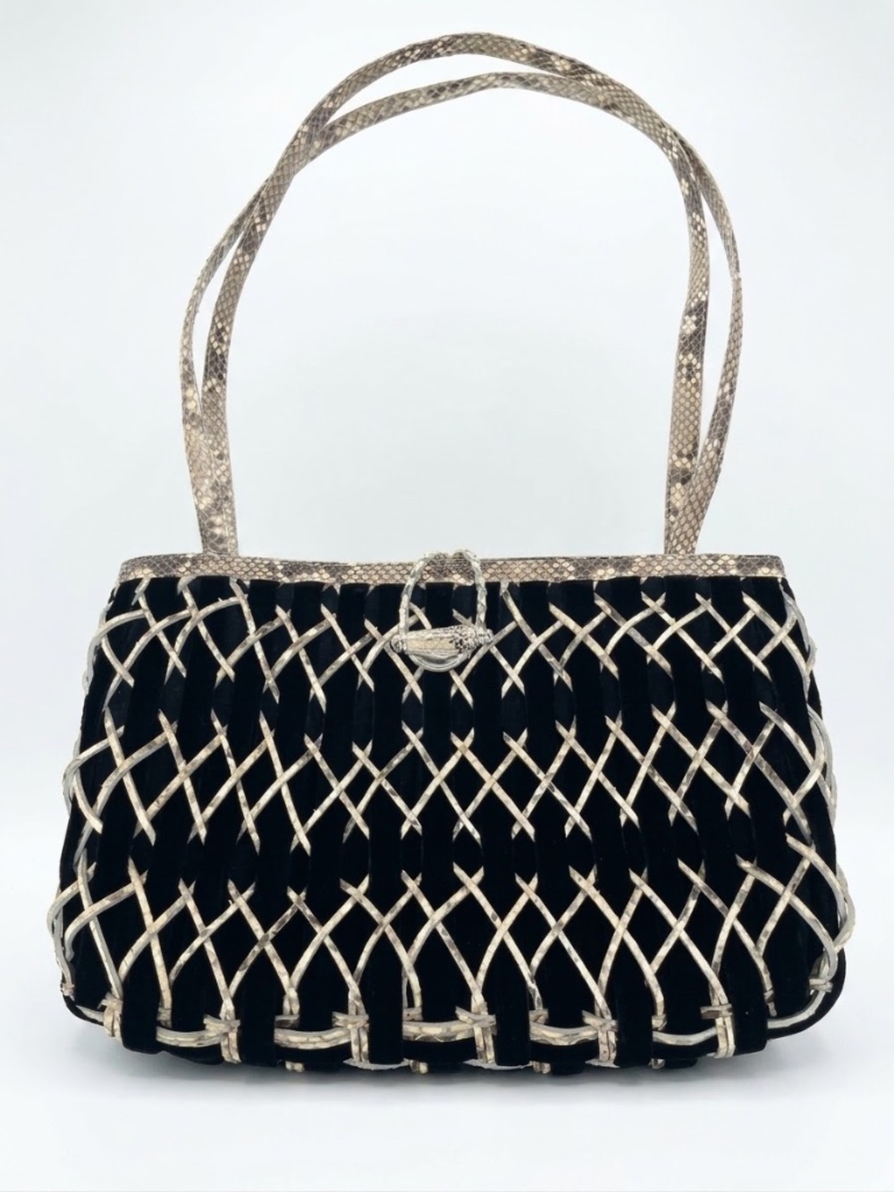Nancy Gonzalez snakeskin and velvet bag